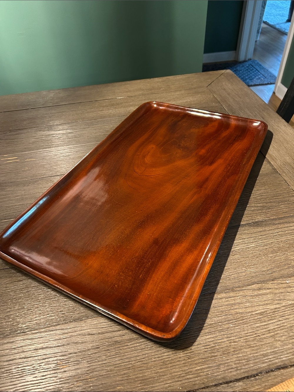 Vintage mid century mahogany hostess serving tray West Indies Mahogany inc GUC